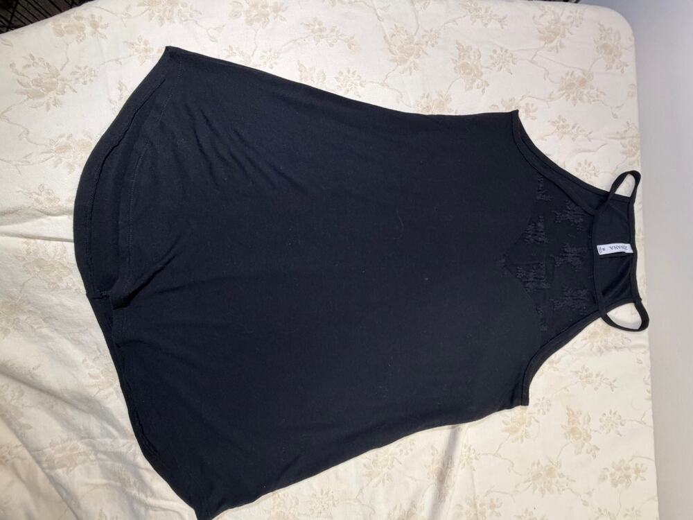 Zenana Women’s Medium Black Sleeveless Tunic Tank Top Sheer Mesh High Low Hem